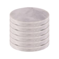 Argon Tableware Marble Round Coasters - 10cm - White - Pack of 6