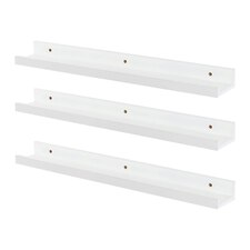 Harbour Housewares Floating Picture Ledge Wall Shelves - 57cm - White - Pack of 3