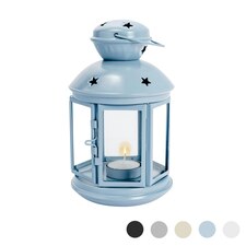 Nicola Spring Metal Hanging Tealight Lantern - 20cm - Blue