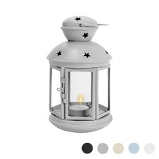 Nicola Spring Metal Hanging Tealight Lantern - 20cm - Grey