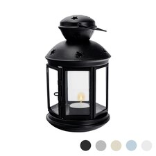 Nicola Spring Metal Hanging Tealight Lantern - 20cm - Black