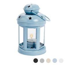 Nicola Spring Metal Hanging Tealight Lantern - 16cm - Blue