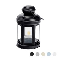 Nicola Spring Metal Hanging Tealight Lantern - 16cm - Black