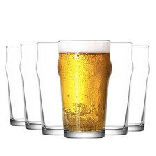 LAV Noniq Pint Beer Glasses - 570ml - Clear - Pack of 6