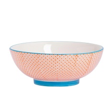 Nicola Spring Hand-Printed Fruit Bowl - 31.5cm - Orange