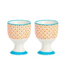 Nicola Spring Hand-Printed Egg Cups - 5.5cm - Orange - Pack of 2