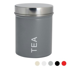 Harbour Housewares Round Metal Kitchen Tea Canister - Grey