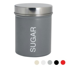 Harbour Housewares Round Metal Kitchen Coffee Canister - Grey