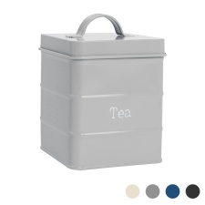 Harbour Housewares Vintage Metal Kitchen Tea Canister - Grey