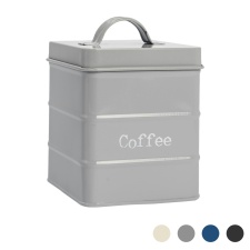 Harbour Housewares Vintage Metal Kitchen Coffee Canister - Grey