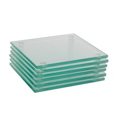 Harbour Housewares Glass Square Coasters - 10cm - Clear - Pack of 6