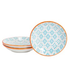 Nicola Spring Hand-Printed Sauce Dishes - 10cm - Blue - Pack of 3
