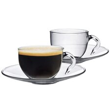 Argon Tableware 4 Piece Glass Espresso Cup & Saucer Set - 60ml - Pack of 2