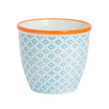 Nicola Spring Hand-Printed Plant Pot - 14cm - Blue