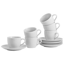 Argon Tableware 12 Piece Classic White Teacup & Saucer Set - 200ml