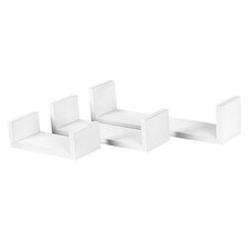 Harbour Housewares Modern U Shaped Floating Wall Shelves - 42cm - White - Pack of 3