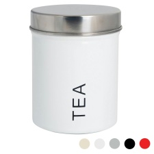 Harbour Housewares Round Metal Kitchen Tea Canister - White