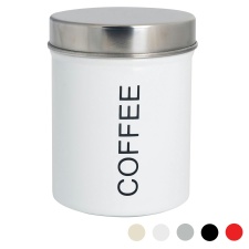 Harbour Housewares Round Metal Kitchen Coffee Canister - White