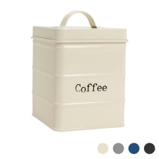 Harbour Housewares Vintage Metal Kitchen Coffee Canister - Cream