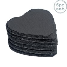 Argon Tableware Heart Slate Coasters - 10cm - Pack of 6