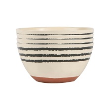 Nicola Spring Ceramic Stripe Rim Cereal Bowls - 15cm - Monochrome - Pack of 4