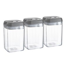 Argon Tableware Flip Lock Plastic Food Storage Containers - 800ml - Grey - Pack of 3