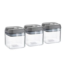 Argon Tableware Flip Lock Plastic Food Storage Containers - 500ml - Grey - Pack of 3