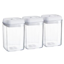 Argon Tableware Flip Lock Plastic Food Storage Containers - 800ml - White - Pack of 3