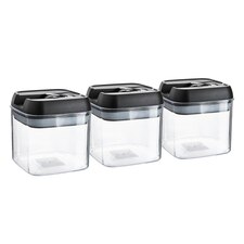 Argon Tableware Flip Lock Plastic Food Storage Containers - 500ml - Black - Pack of 3