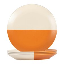 Nicola Spring Ceramic Dipped Flecked Dinner Plates - 20.5cm - Burnt Orange - Pack of 4