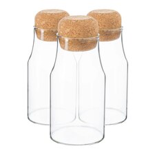 Argon Tableware Glass Storage Bottles with Cork Lids - 180ml - Pack of 3