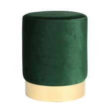 Harbour Housewares Round Velvet Pouffe - 29 x 36cm - Green