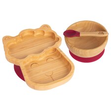 Tiny Dining Children's Bamboo Suction Llama Dinner Set - Red