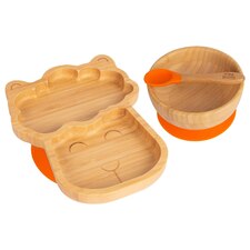 Tiny Dining Children's Bamboo Suction Llama Dinner Set - Orange