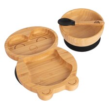 Tiny Dining Children's Bamboo Suction Penguin Dinner Set - Black