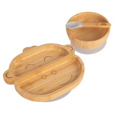 Tiny Dining Children's Bamboo Suction Monkey Dinner Set - Grey