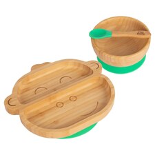 Tiny Dining Children's Bamboo Suction Monkey Dinner Set - Green