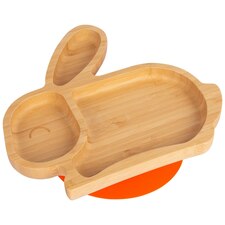 Tiny Dining Children's Bamboo Suction Rabbit Plate - Orange