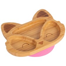 Tiny Dining Children's Bamboo Suction Fox Plate - Pink