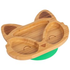 Tiny Dining Children's Bamboo Suction Fox Plate - Green