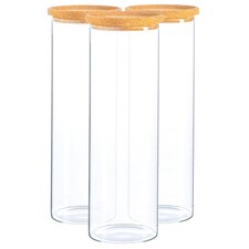 Argon Tableware Glass Storage Jars with Cork Lids - 2 Litre - Pack of 3