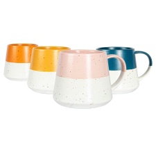 Nicola Spring Ceramic Dipped Flecked Belly Coffee Mugs - 370ml - 4 Colours