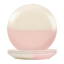 Nicola Spring Ceramic Dipped Flecked Dinner Plates - 20.5cm - Dusty Pink - Pack of 4