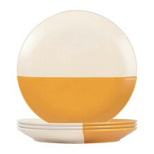 Nicola Spring Ceramic Dipped Flecked Dinner Plates - 20.5cm - Mustard - Pack of 4