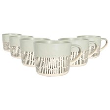 Nicola Spring Ceramic Dipped Dash Coffee Mugs - 475ml - Grey - Pack of 6