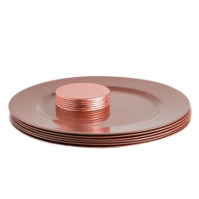 Argon Tableware 12 Piece Metallic Charger Plates Set - Rose Gold