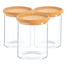 Argon Tableware Scandi Storage Jar with Cork Lids - 750ml - Pack of 3