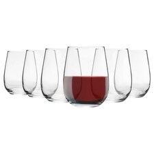 LAV Gaia Stemless Red Wine Glasses - 475ml - Clear - Pack of 6