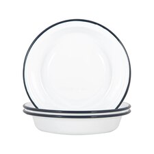 Argon Tableware White Enamel Deep Bowls - 22.5cm - Navy - Pack of 6