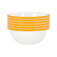 Argon Tableware White Enamel Bowls - 16cm - Yellow - Pack of 6